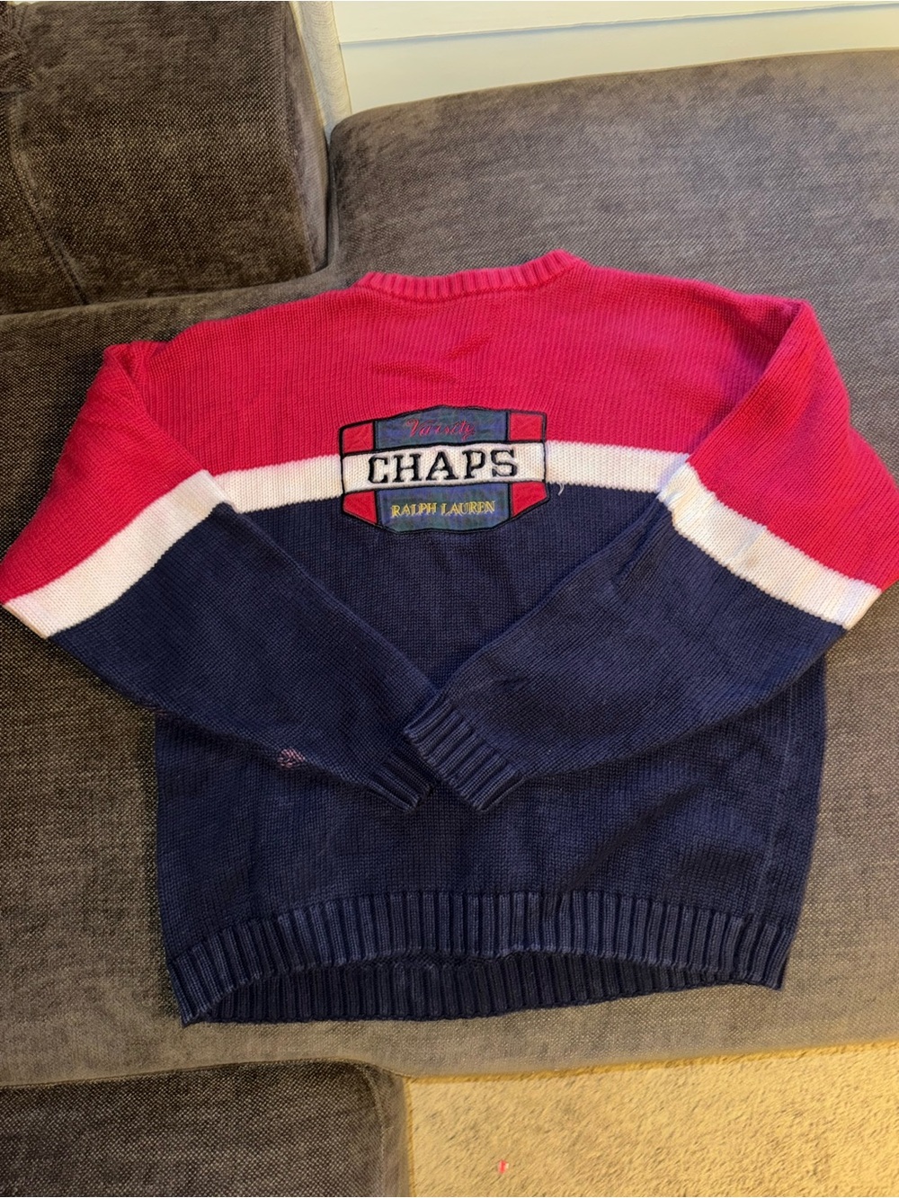 Ralph Lauren Chaps Colorblock Crewneck Sweater - Red/White/Navy